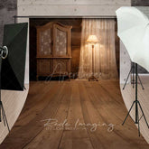Aperturee Aperturee Rustic Cabin Interior Sweep Photography Backdrop with Wood Floor Vintage Armoire Moody Farmhouse Studio Photo Prop